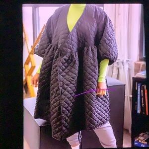 Black long quilted jacket(Iccon)